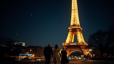 Eiffel Tower pada malam hari